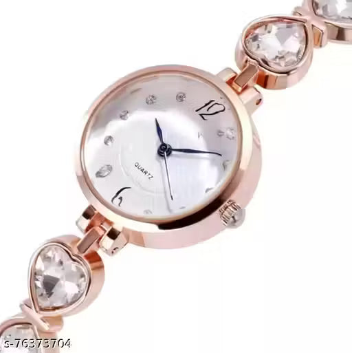 Flower Designed Premium Quality Analog Watch with Diamond Studded Attractive Analog Watch Combo For Women
